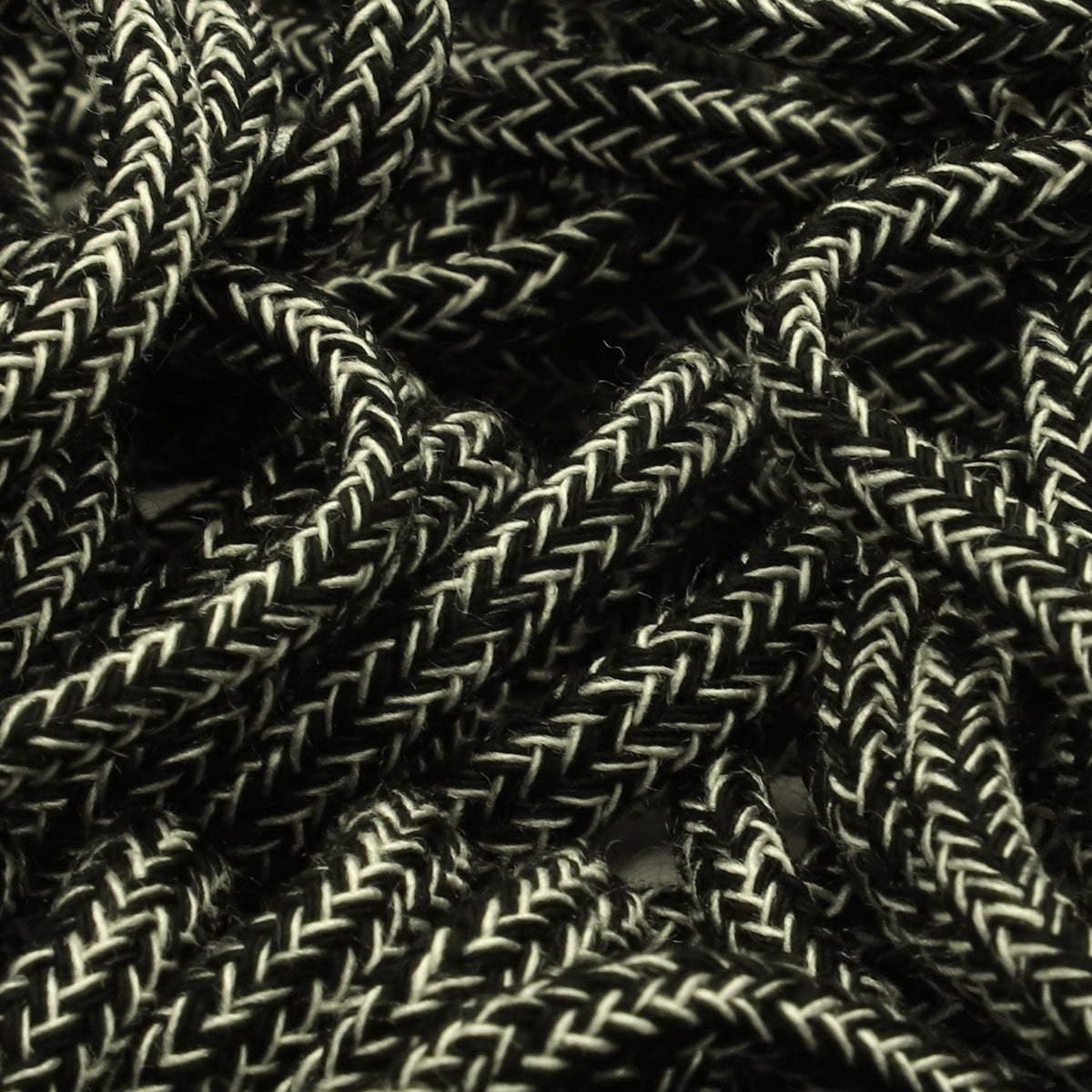 FUJIYAMA RIBBON [Sample] Color Mix Spindle Cord approx.5mm (3/16&quot;) 2.5 Meters Cut Black / Light Gray