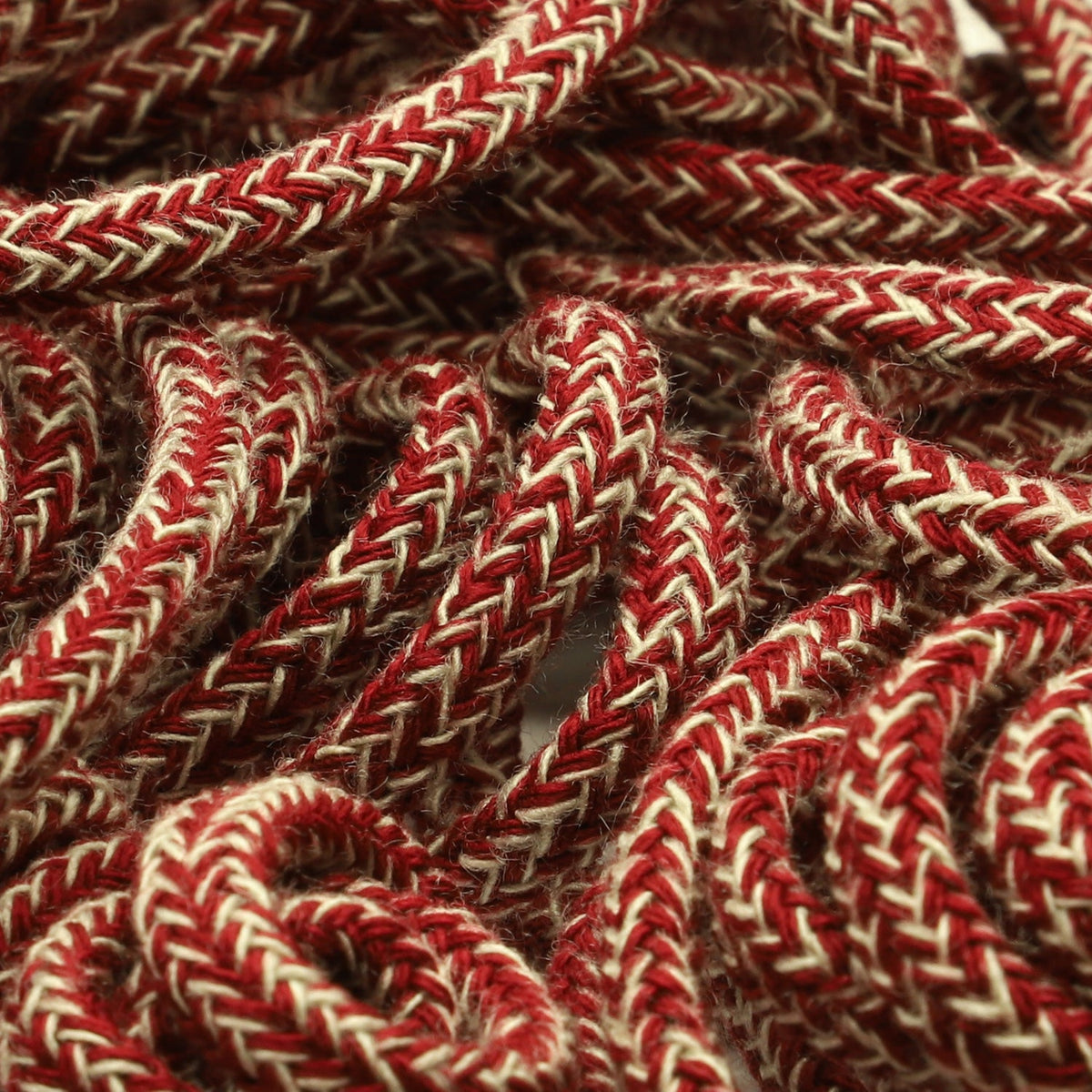 FUJIYAMA RIBBON [Sample] Color Mix Spindle Cord approx.5mm (3/16&quot;) 2.5 Meters Cut Dark Red / Sand Beige