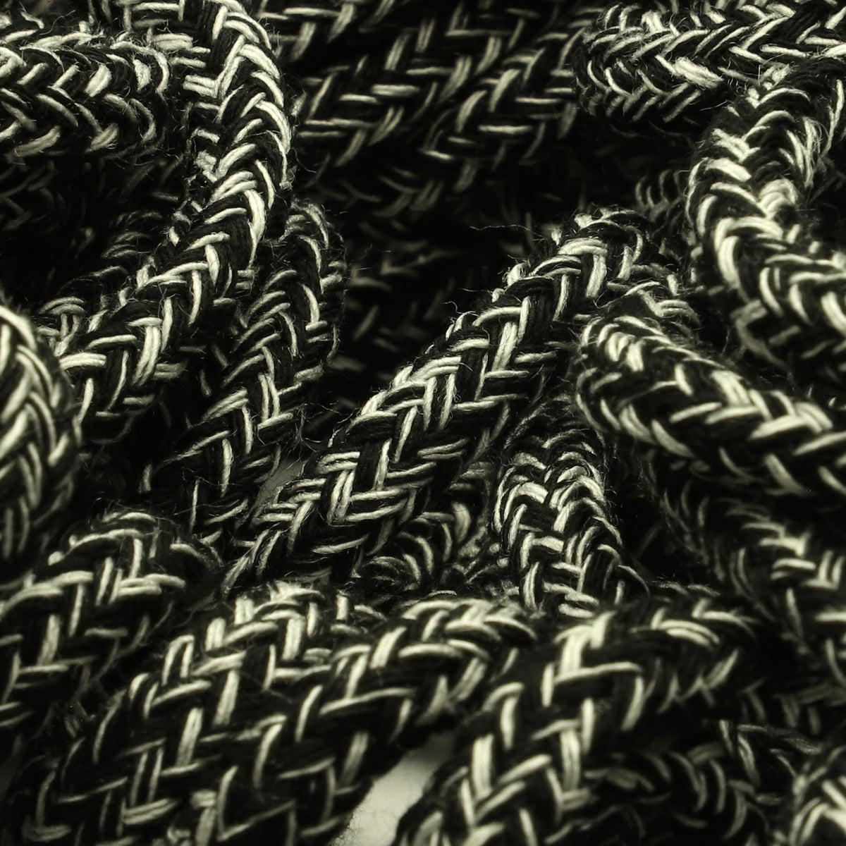 FUJIYAMA RIBBON [Sample] Color Mix Spindle Cord approx.7mm (9/32&quot;) 2.5 Meters Cut Black / Light Gray