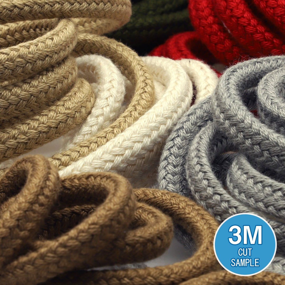 FUJIYAMA RIBBON [Sample] Cotton Spindle Cord approx.6mm (1/4") 3 Meters Cut