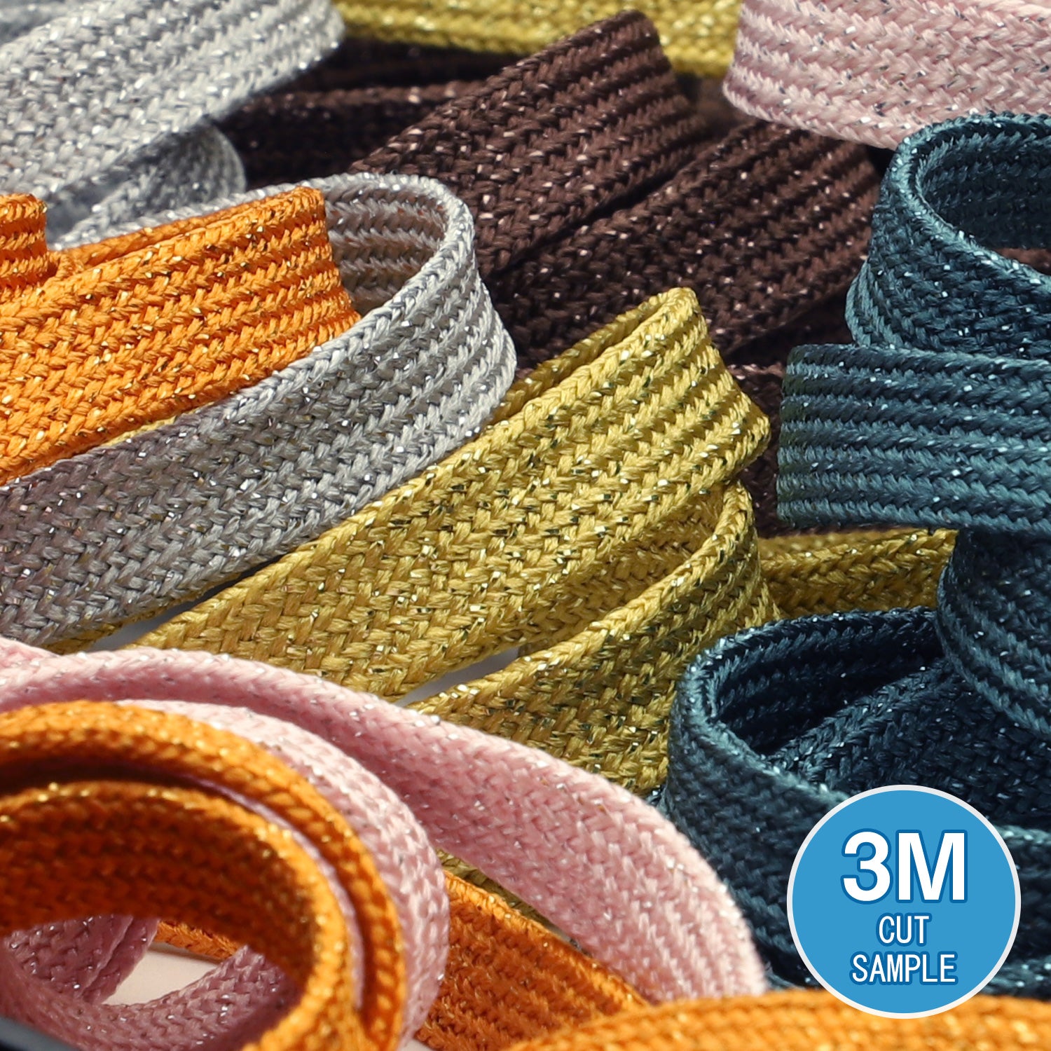 FUJIYAMA RIBBON [Sample] Lame Flat Cord approx. 8mm (5/16") 3 Meters Cut