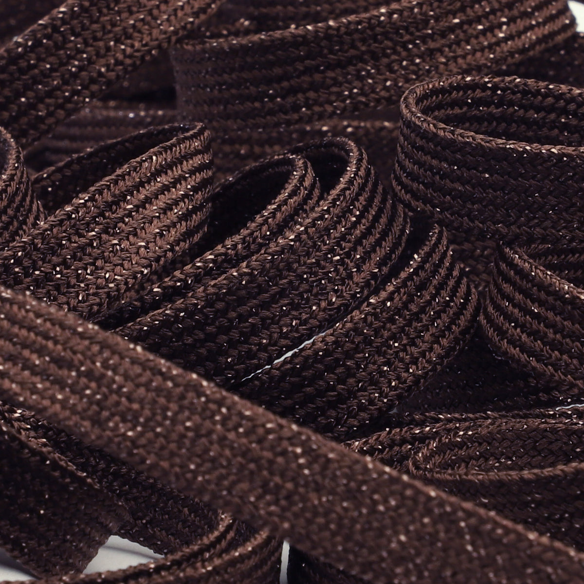 FUJIYAMA RIBBON [Sample] Lame Flat Cord approx. 8mm (5/16") 3 Meters Cut Dark Brown