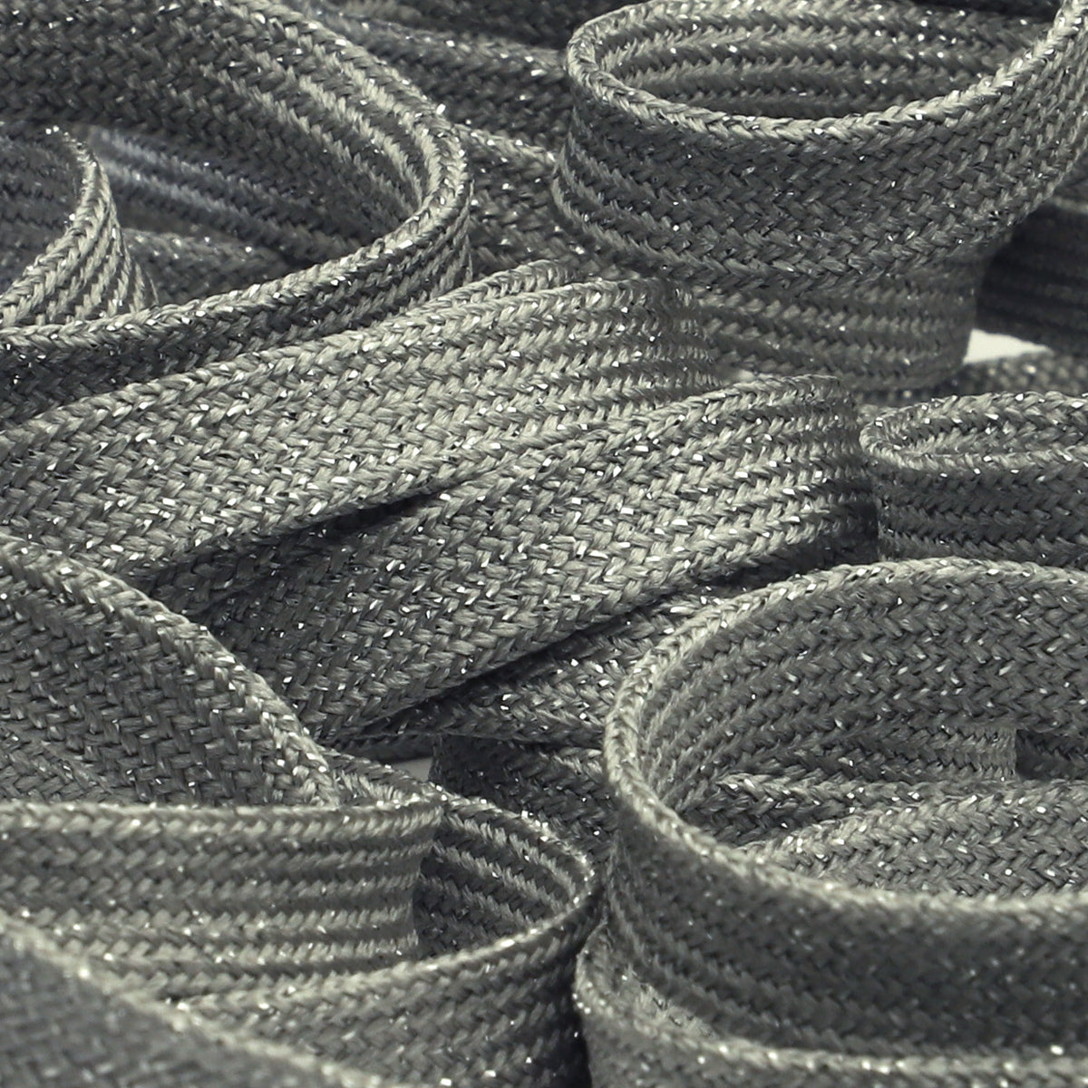 FUJIYAMA RIBBON [Sample] Lame Flat Cord approx. 8mm (5/16") 3 Meters Cut Gray