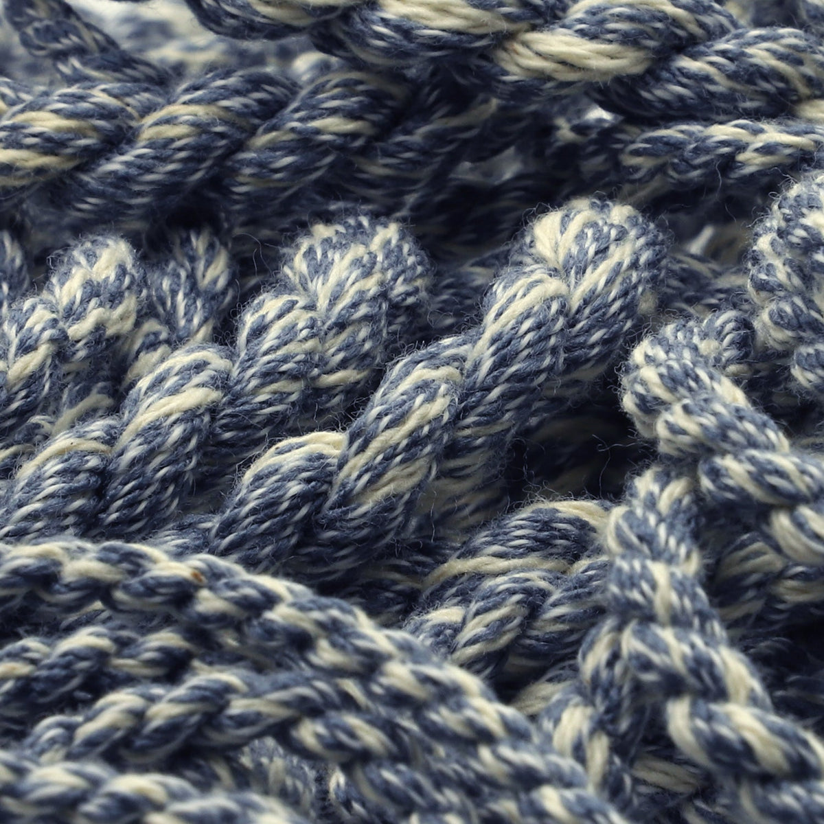 FUJIYAMA RIBBON [Sample] Melange Twist Cord approx. 3.5mm (9/64&quot;) 3 Meters Cut Shadow Blue &amp; White