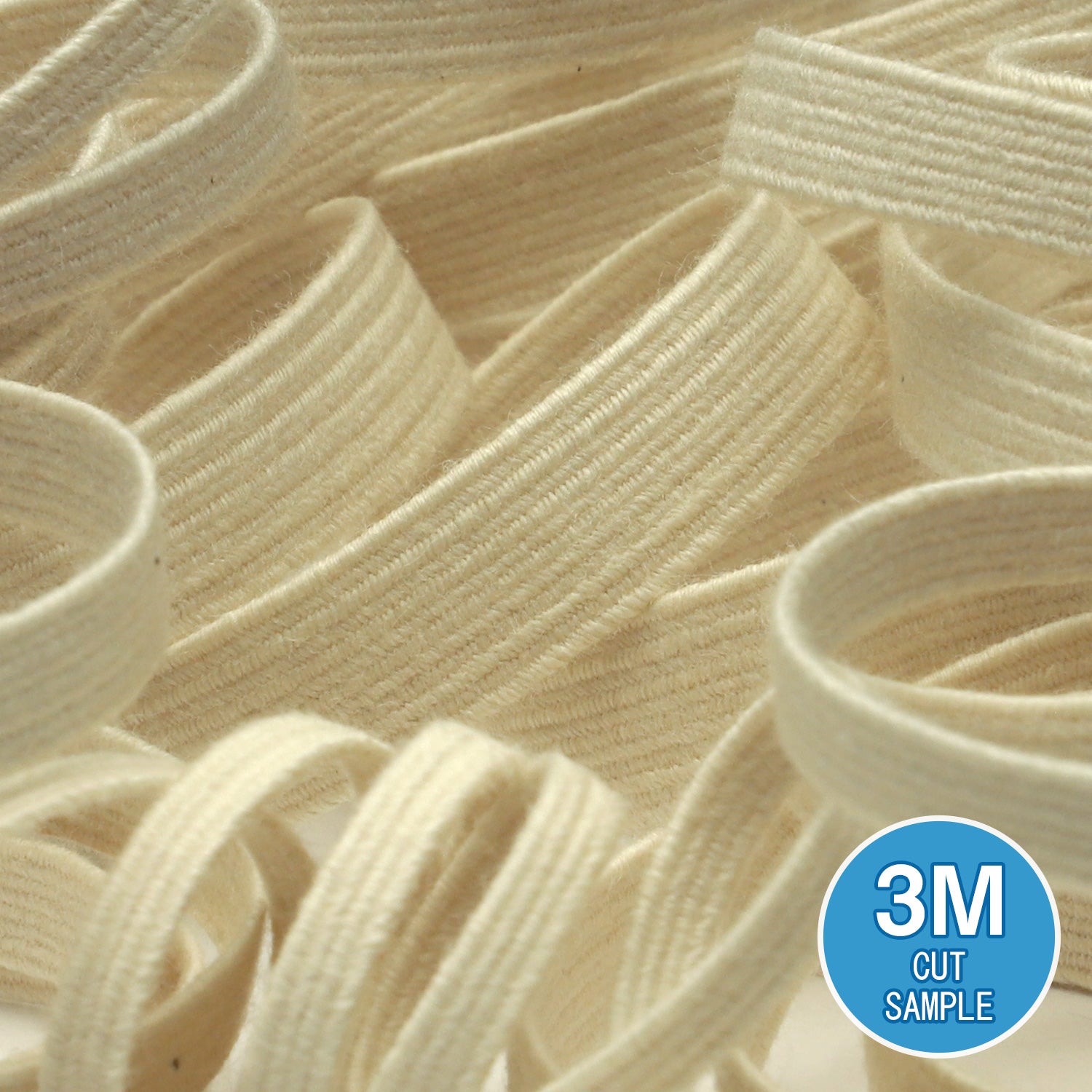 FUJIYAMA RIBBON [Sample] Organic Cotton Elastic Cord approx. 3mm (1/8") Ecru 3 Meters Cut
