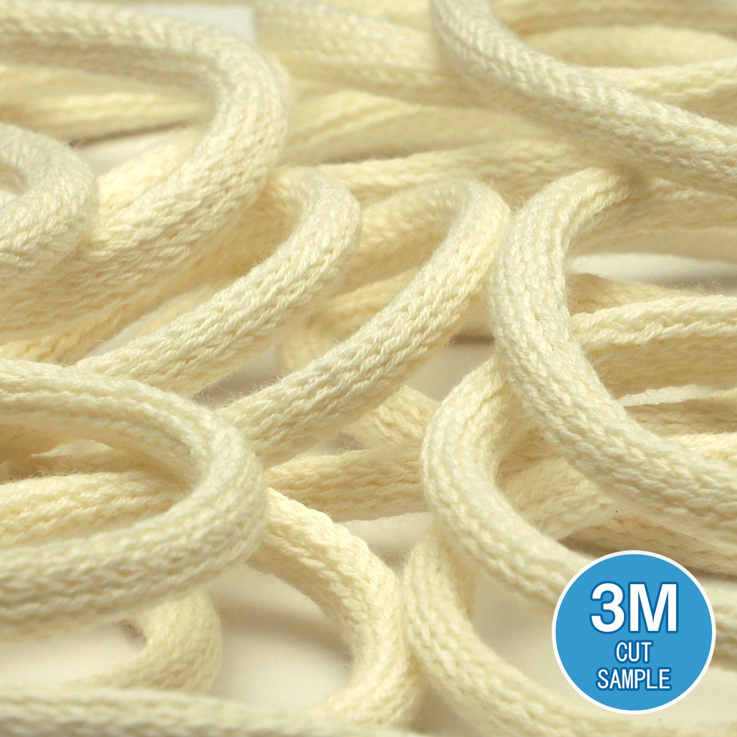 FUJIYAMA RIBBON [Sample] Organic Cotton Knit Cord approx. 6mm (1/4") Ecru 3 Meters Cut