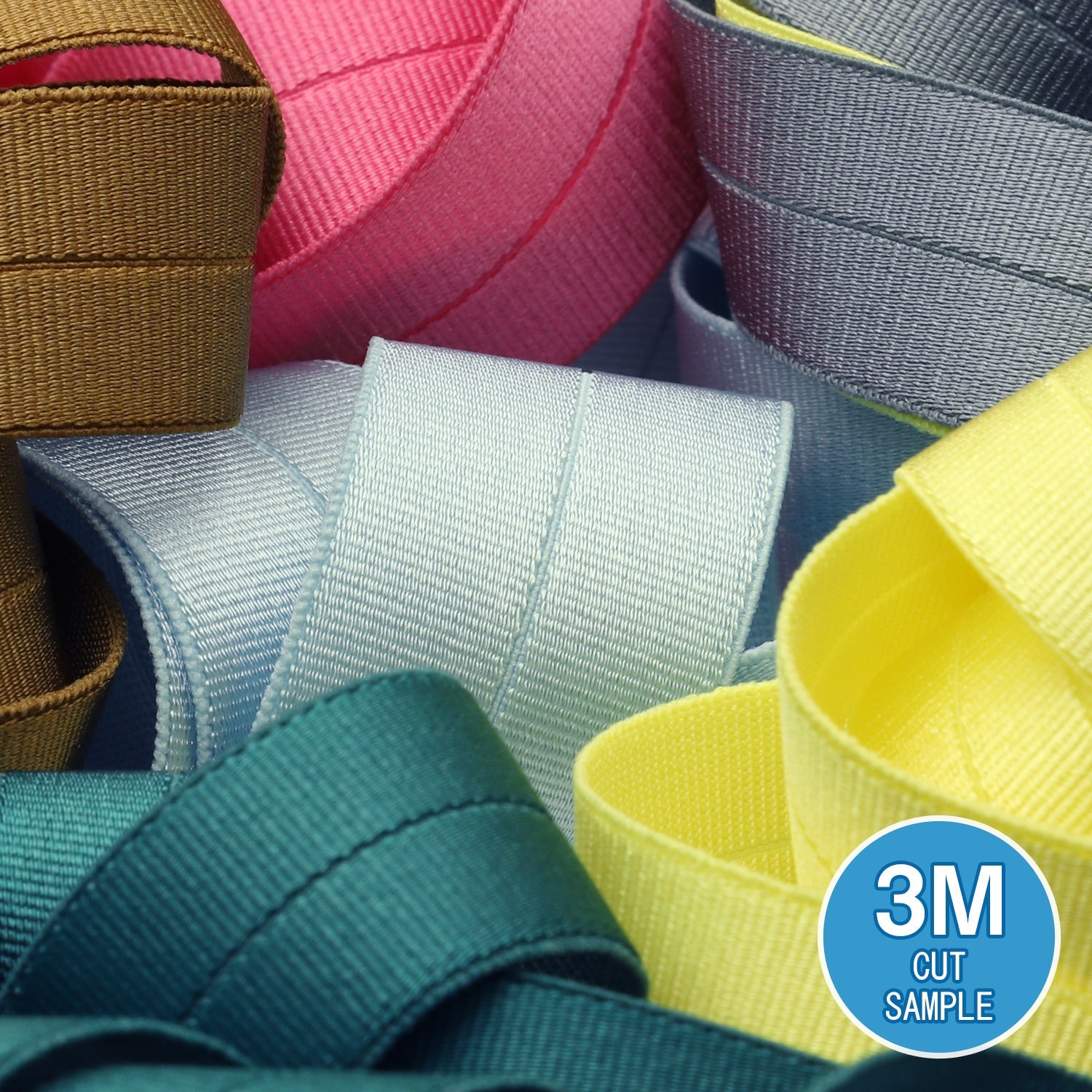 FUJIYAMA RIBBON [Sample] Recycled Polyester Grosgrain Stretch Binder Tape 9x9mm (23/32") 3 Meters Cut
