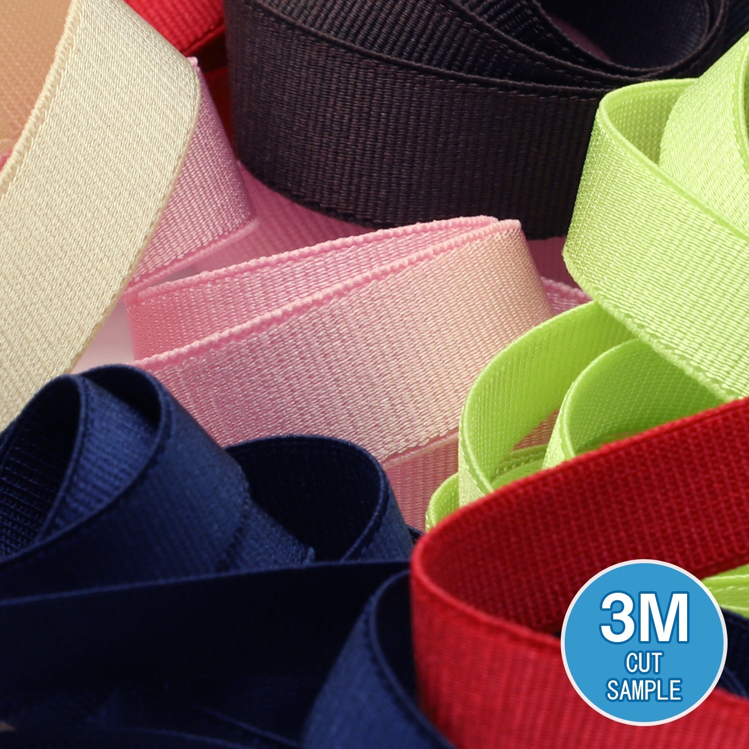 FUJIYAMA RIBBON [Sample] Recycled Polyester Grosgrain Stretch Tape 9mm (3/8") 3 Meters Cut