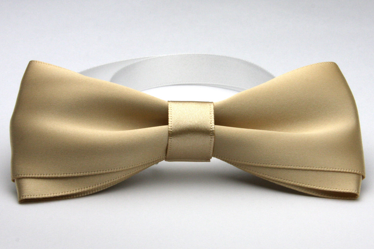 FUJIYAMA RIBBON Satin Bow Tie 12x6cm (4-3/4&quot;x2-3/8&quot;) Beige