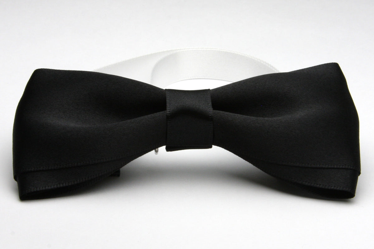 FUJIYAMA RIBBON Satin Bow Tie 12x6cm (4-3/4&quot;x2-3/8&quot;) Black