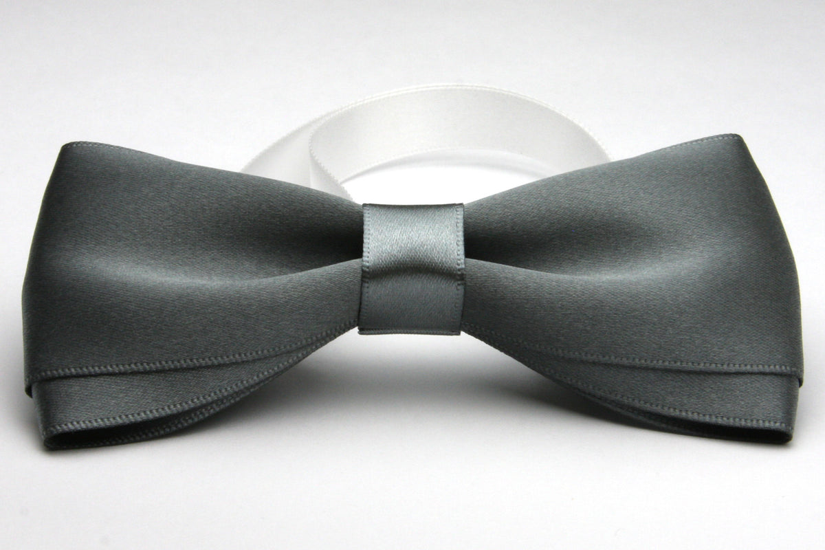 FUJIYAMA RIBBON Satin Bow Tie 12x6cm (4-3/4&quot;x2-3/8&quot;) Gray