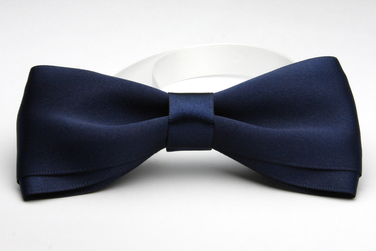 FUJIYAMA RIBBON Satin Bow Tie 12x6cm (4-3/4&quot;x2-3/8&quot;) Navy Blue