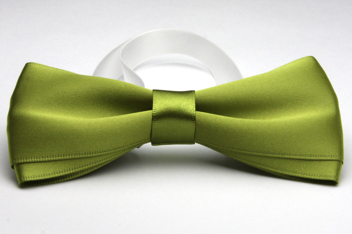 FUJIYAMA RIBBON Satin Bow Tie 12x6cm (4-3/4&quot;x2-3/8&quot;) Olive Green