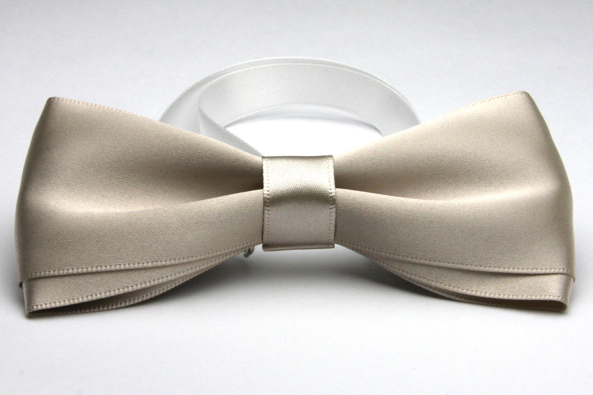 FUJIYAMA RIBBON Satin Bow Tie 12x6cm (4-3/4&quot;x2-3/8&quot;) Sand Beige