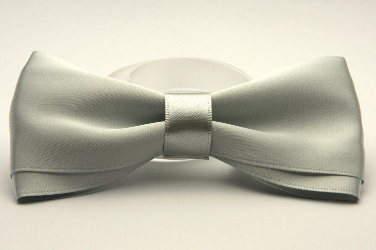 FUJIYAMA RIBBON Satin Bow Tie 12x6cm (4-3/4&quot;x2-3/8&quot;) Silver