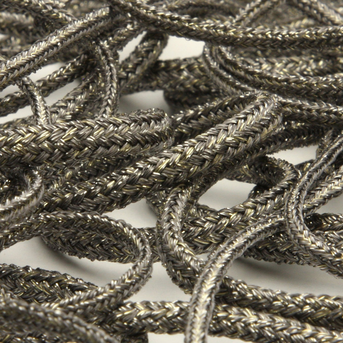 FUJIYAMA RIBBON Antique Metallic Spindle Cord approx.3mm 9.14 Meters Roll Charcoal / Champagne Gold