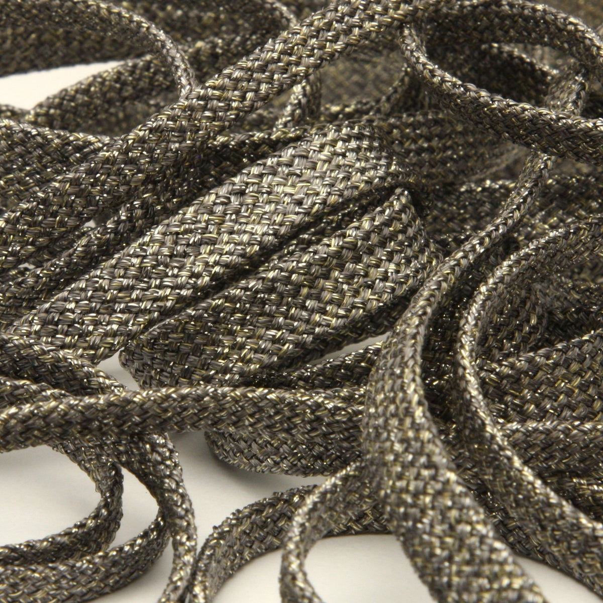 FUJIYAMA RIBBON Antique Metallic Spindle Cord approx.5mm 9.14 Meters Roll Charcoal / Champagne Gold