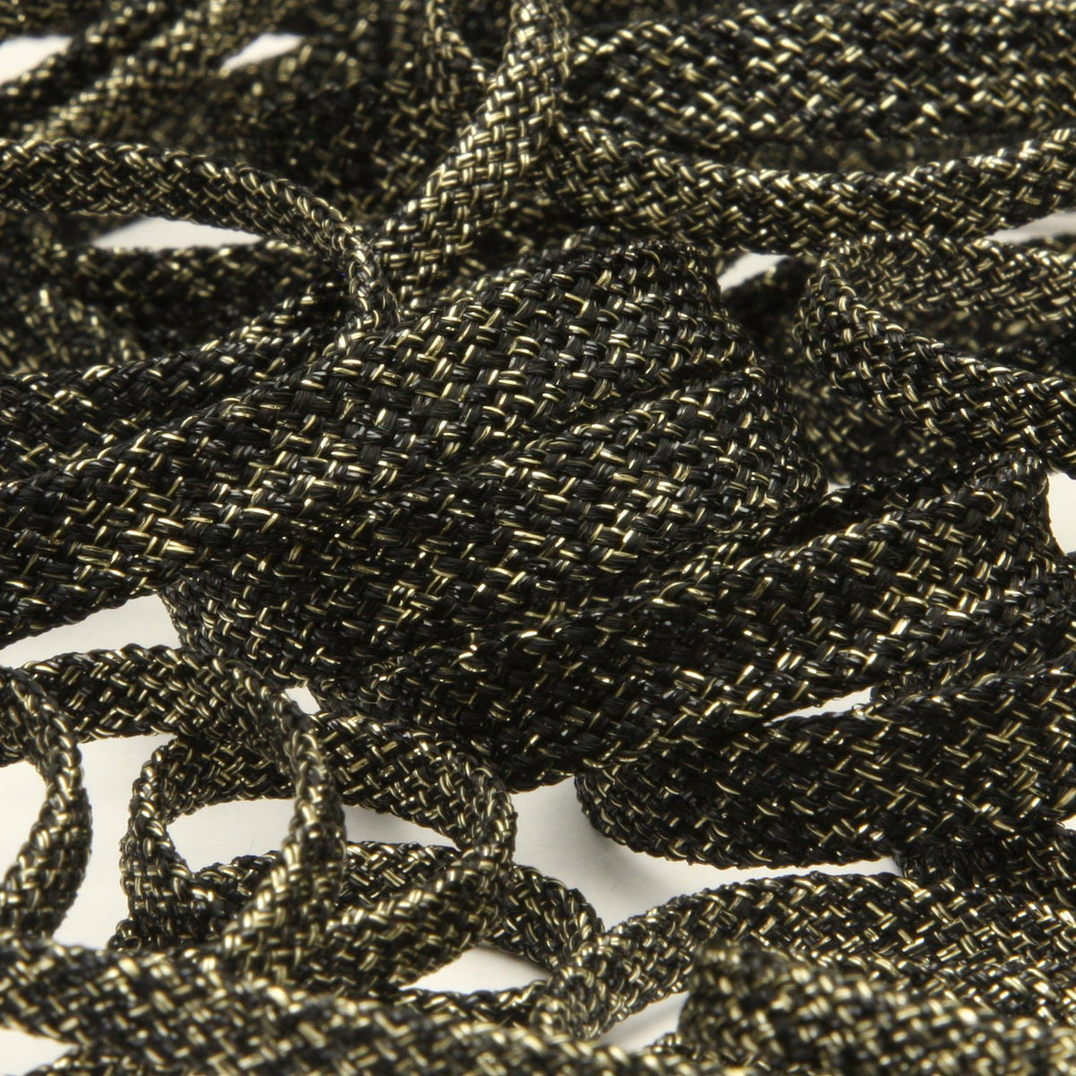 FUJIYAMA RIBBON Antique Metallic Spindle Cord approx.9mm 9.14 Meters Roll Black / Champagne Gold