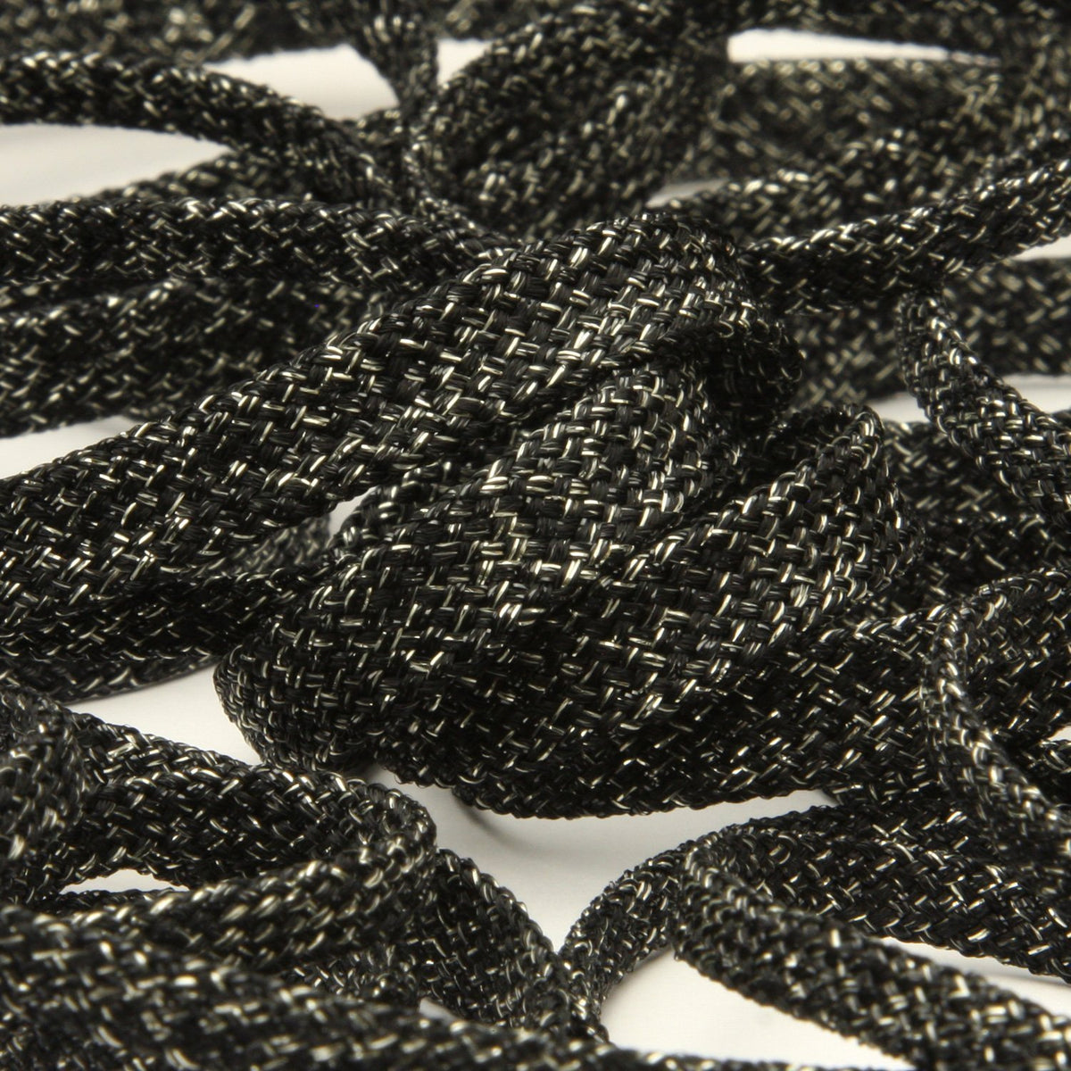 FUJIYAMA RIBBON Antique Metallic Spindle Cord approx.9mm 9.14 Meters Roll Black / Silver