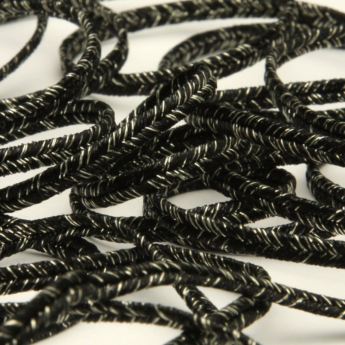 FUJIYAMA RIBBON Antique Metallic Trimming Braid approx.3mm 9.14 Meters Roll Black / Silver