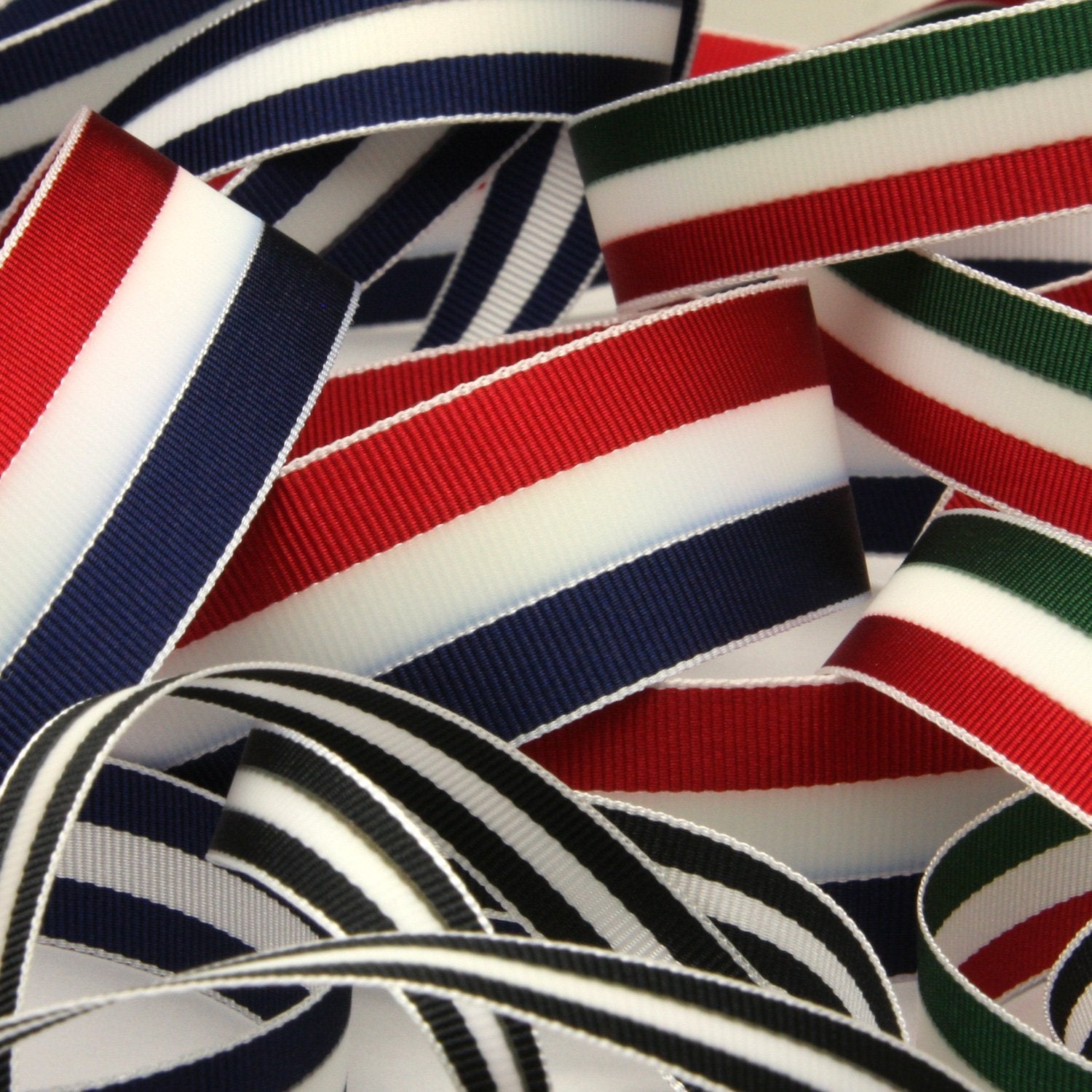 FUJIYAMA RIBBON Aurora Reflect Grosgrain Ribbon 9mm 9.14 Meters Roll Navy Blue / White / Navy Blue