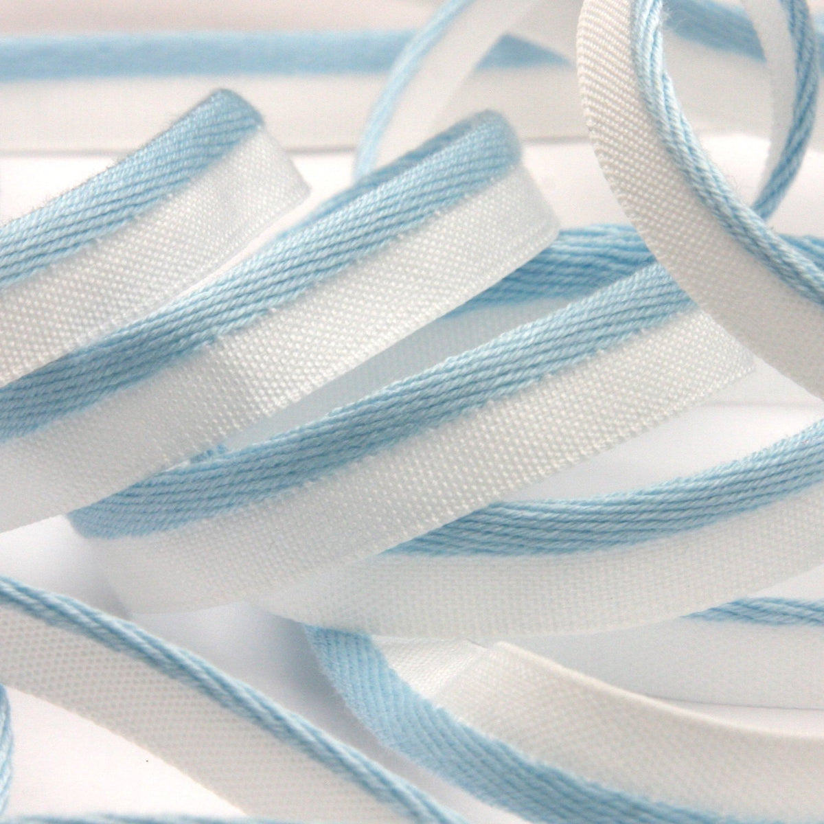 FUJIYAMA RIBBON Bright Piping 7mm 9.14 Meters Roll Light Blue / White