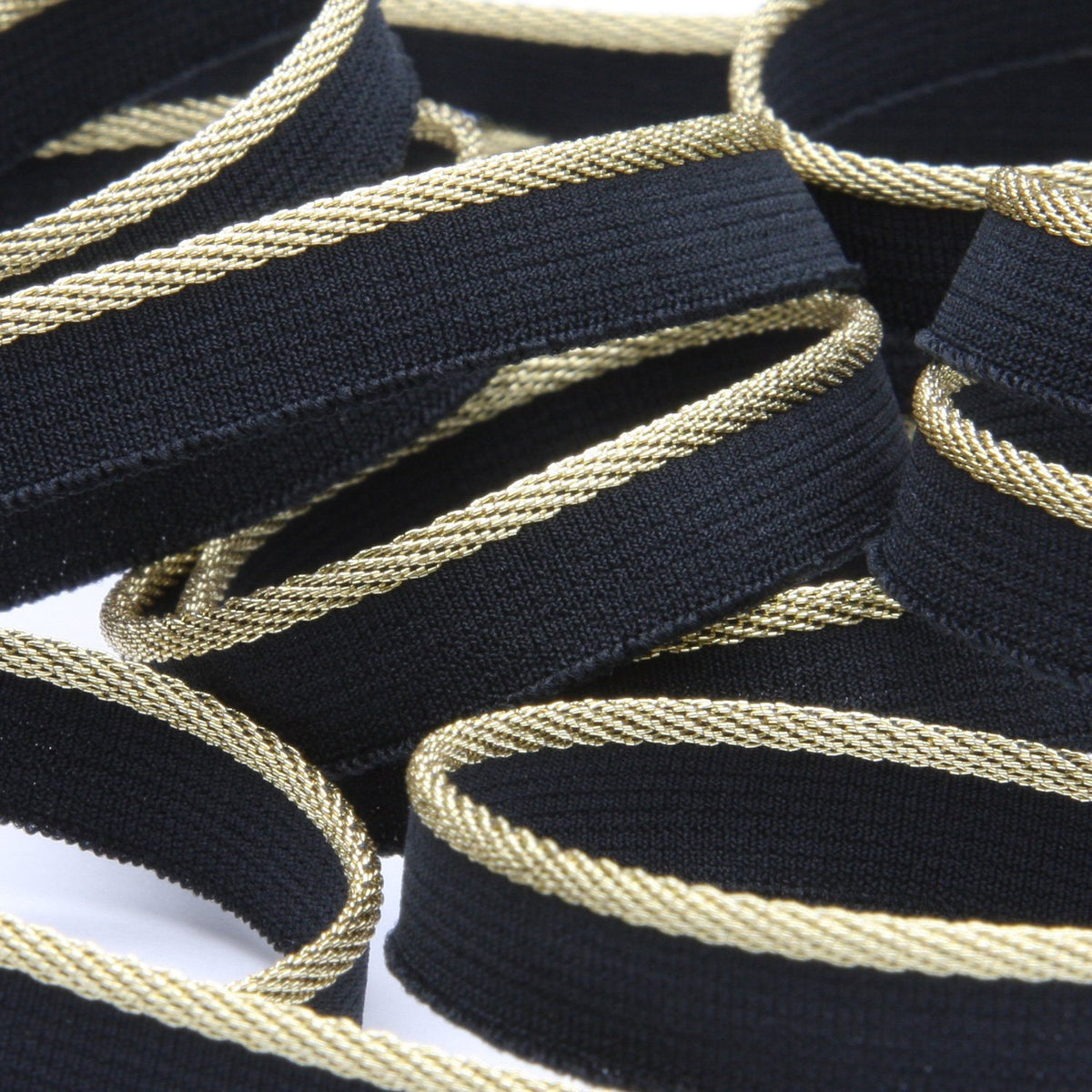 FUJIYAMA RIBBON Metallic Stretch Piping approx.10mm 9.14 Meters Roll Gold / Black