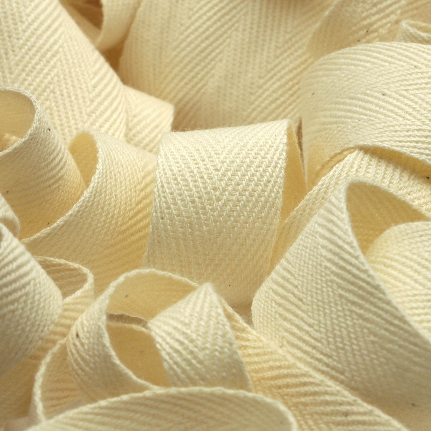 FUJIYAMA RIBBON Organic Cotton Herringbone Ribbon 10mm Ecru 9.14 Meters Roll