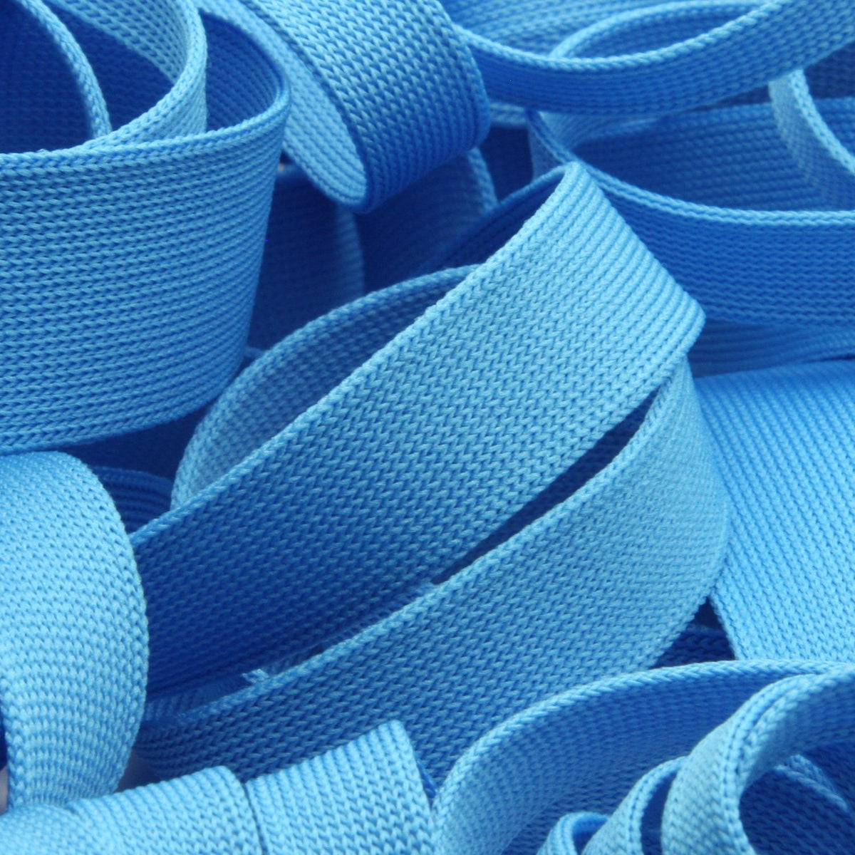 FUJIYAMA RIBBON Polyester Thin Knit Tape 18mm 9.14 Meters Roll Cyan Blue