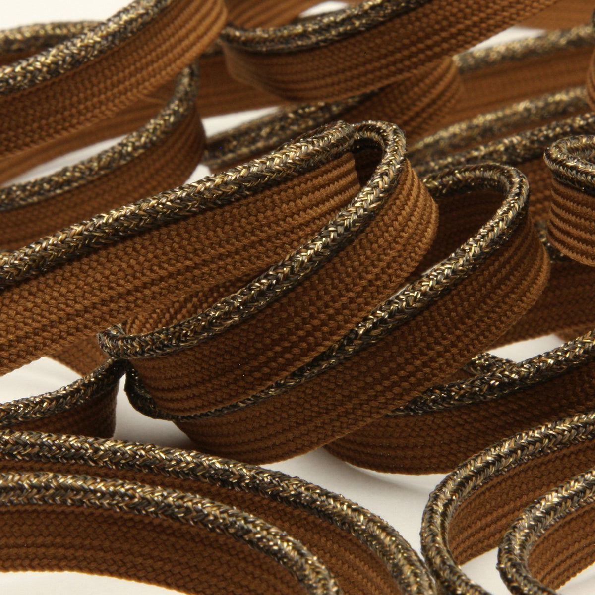 FUJIYAMA RIBBON [Sample] Antique Metallic Piping approx.9mm (3/8&quot;) 3 Meters Cut Brown / Gold
