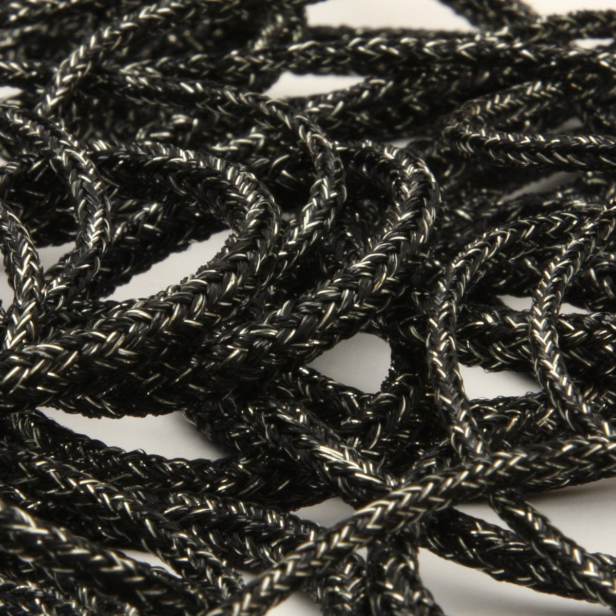 FUJIYAMA RIBBON [Sample] Antique Metallic Spindle Cord approx.3mm (1/8&quot;) 3 Meters Cut Black / Silver