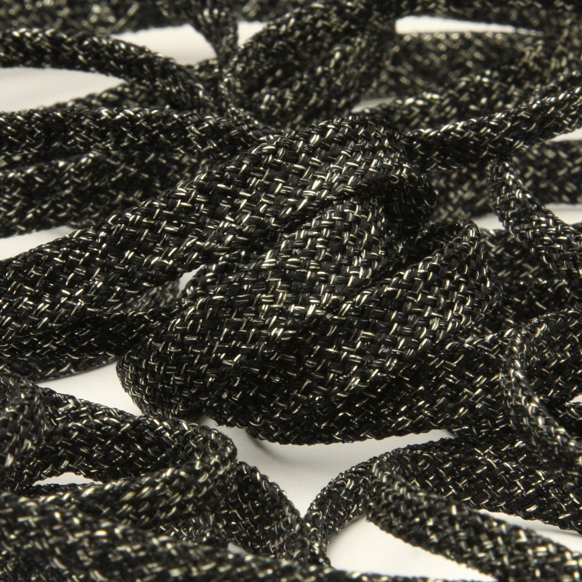 FUJIYAMA RIBBON [Sample] Antique Metallic Spindle Cord approx.5mm (3/16&quot;) 3 Meters Cut Black / Silver