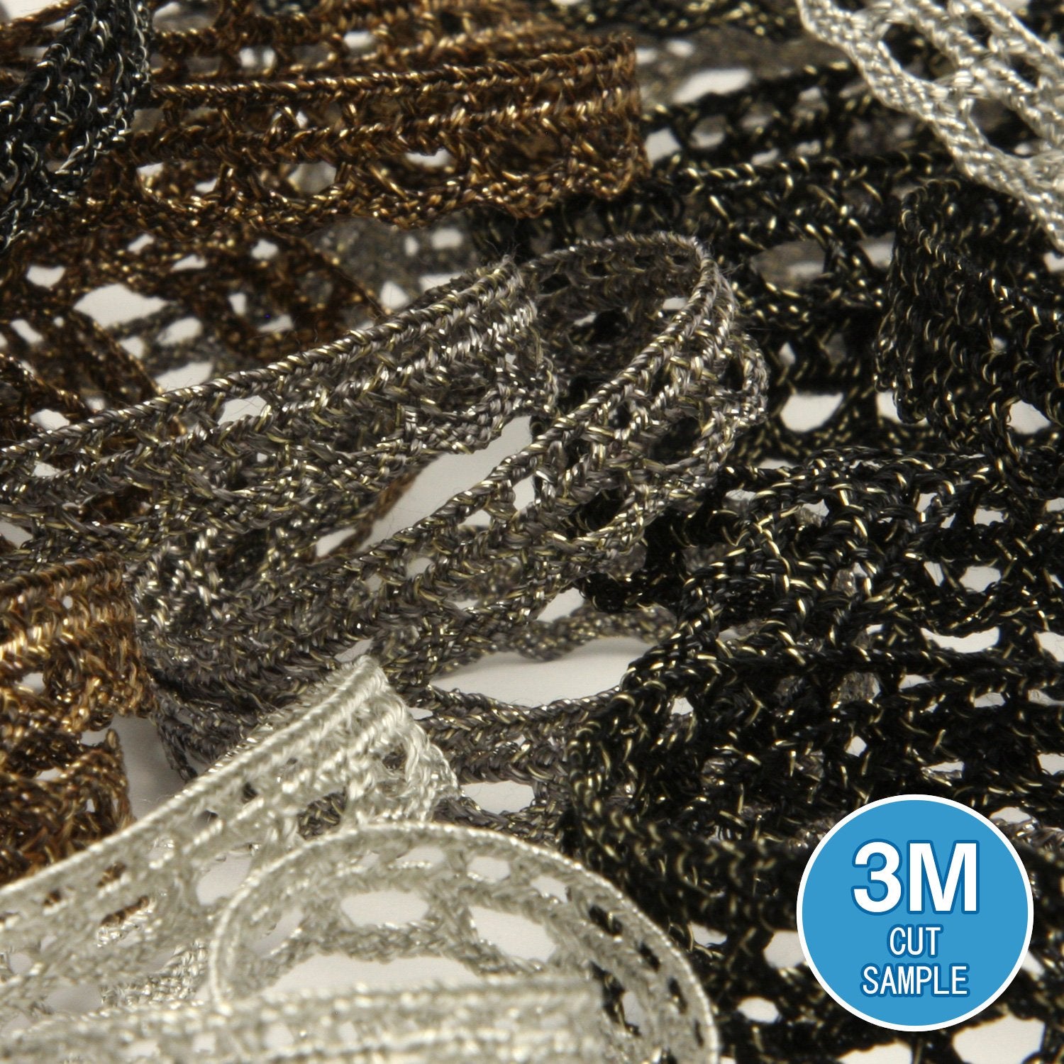 FUJIYAMA RIBBON [Sample] Antique Metallic Torchon Lace approx.8mm (5/16") 3 Meters Cut