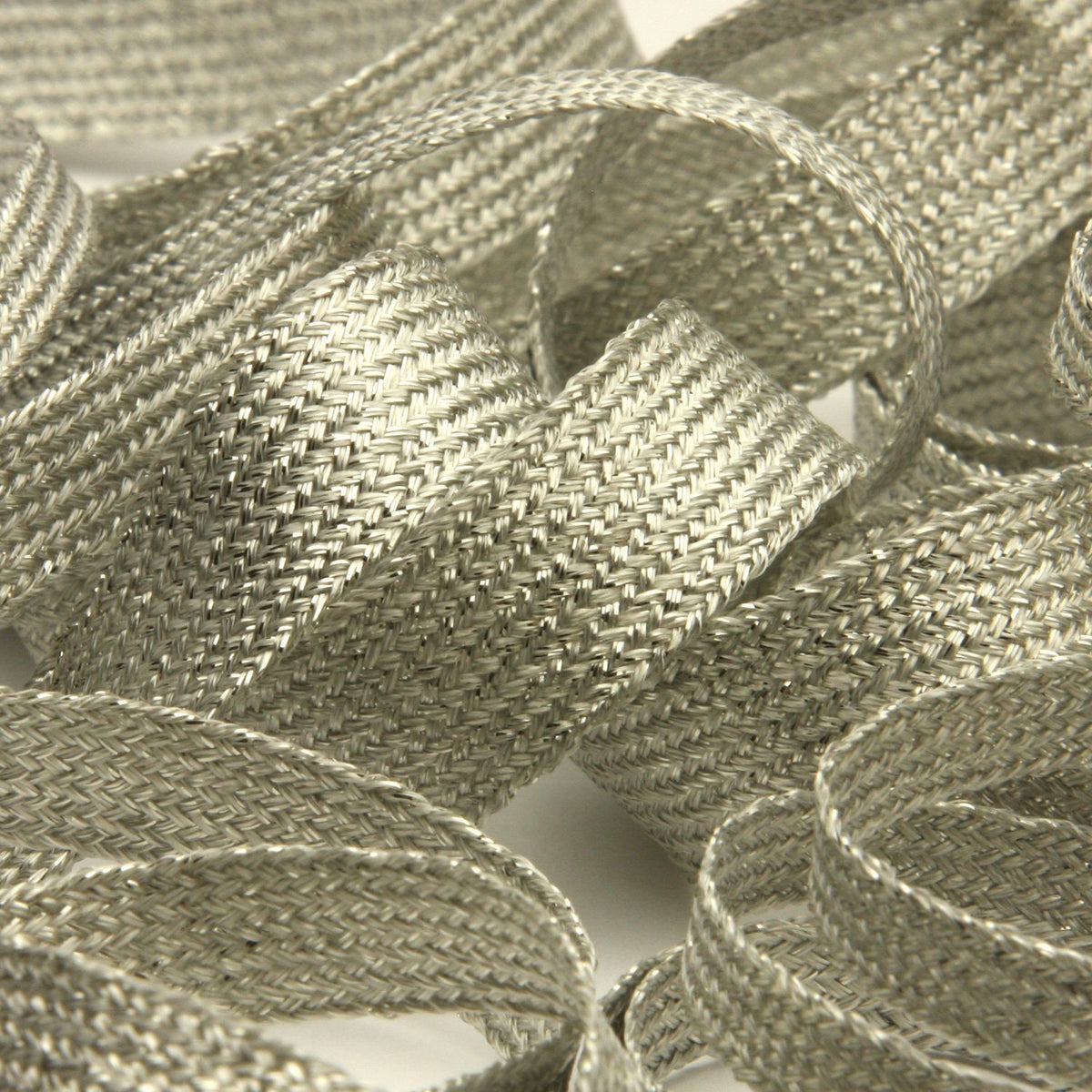 FUJIYAMA RIBBON [Sample] Antique Metallic Trimming Braid approx.10mm (13/32&quot;) 3 Meters Cut White / Silver