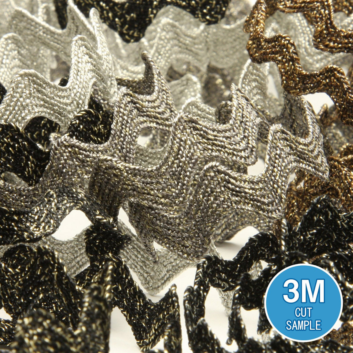 FUJIYAMA RIBBON [Sample] Antique Metallic Zig-Zag Tape approx.8mm (5/16&quot;) 3 Meters Cut
