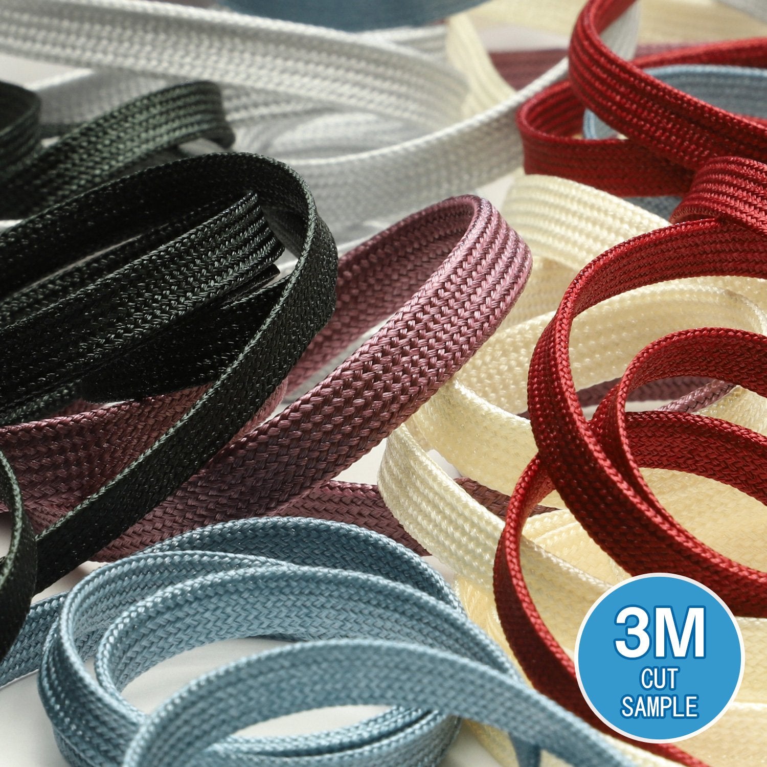 FUJIYAMA RIBBON [Sample] Bright Flat Cord approx.5mm (3/16") 3 Meters Cut