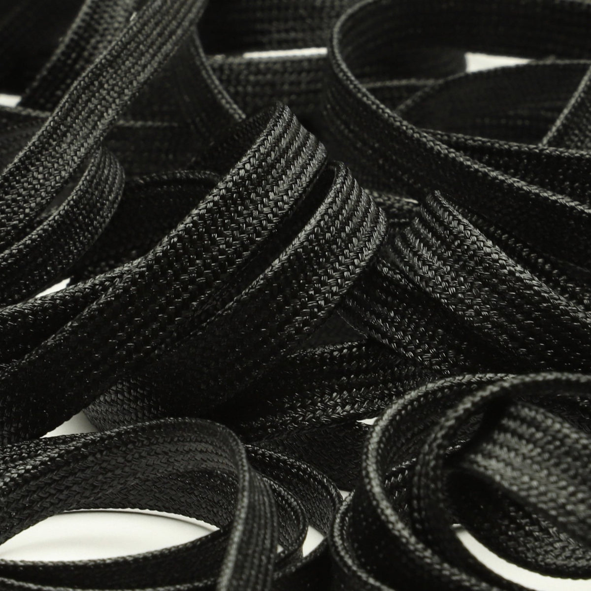 FUJIYAMA RIBBON [Sample] Bright Flat Cord approx.5mm (3/16&quot;) 3 Meters Cut Black