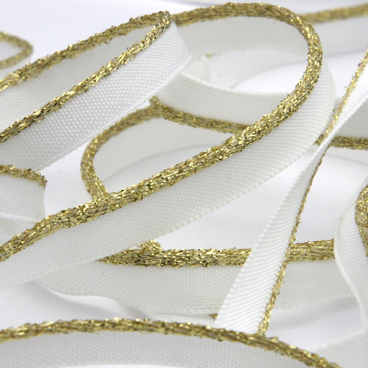FUJIYAMA RIBBON [Sample] Bright Piping (FY-1014M) 7mm 3 Meters Cut Gold / White