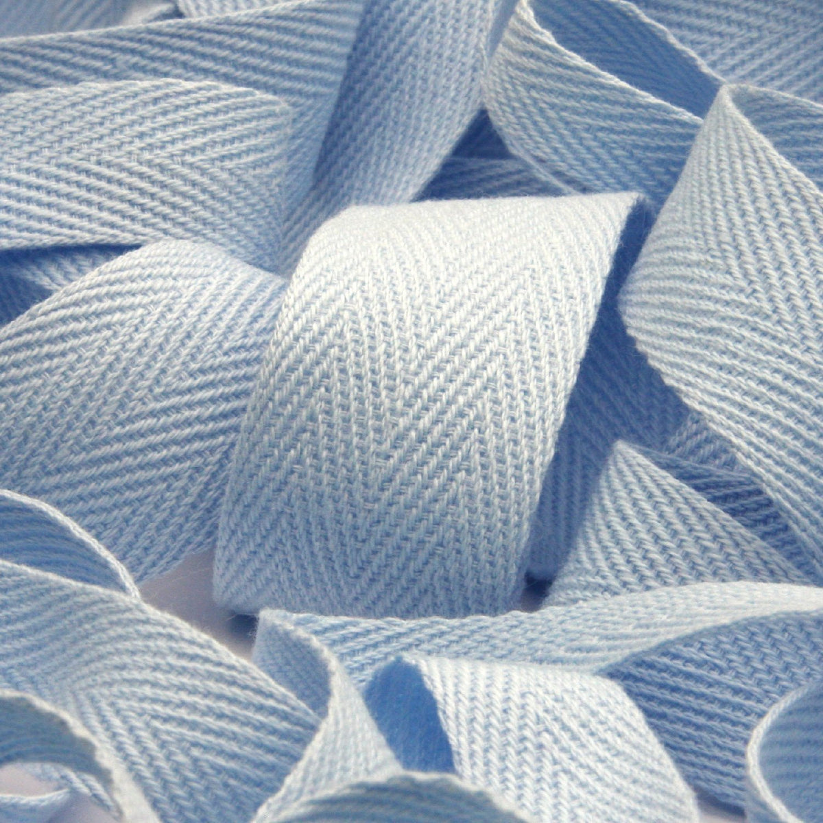 FUJIYAMA RIBBON [Sample] Cotton Herringbone Ribbon (FY-268) 10mm 3 Meters Cut Light Blue