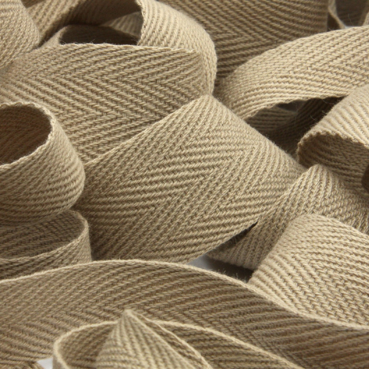 FUJIYAMA RIBBON [Sample] Cotton Herringbone Ribbon (FY-268) 15mm 3 Meters Cut Beige