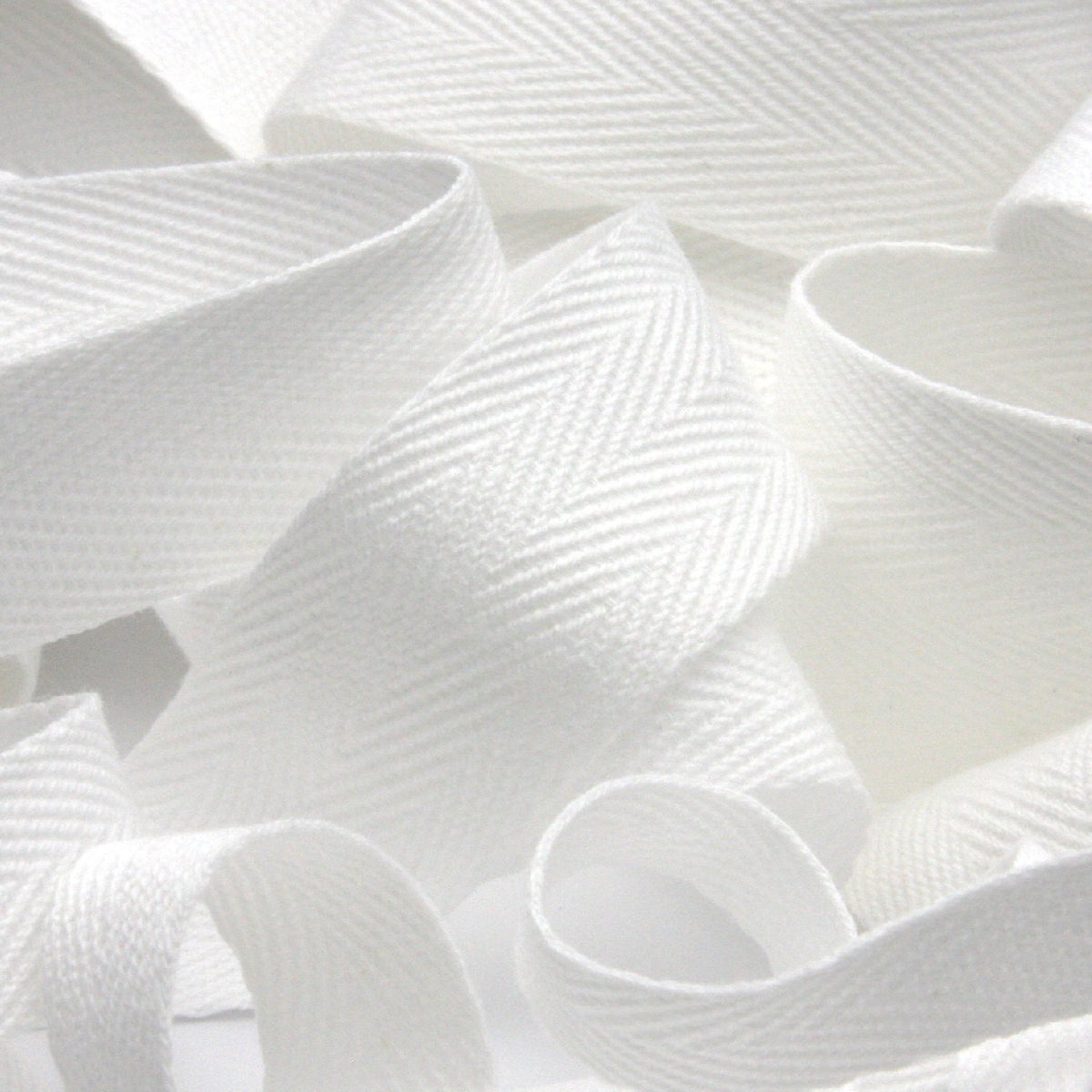 FUJIYAMA RIBBON [Sample] Cotton Herringbone Ribbon (FY-268) 30mm 3 Meters Cut White