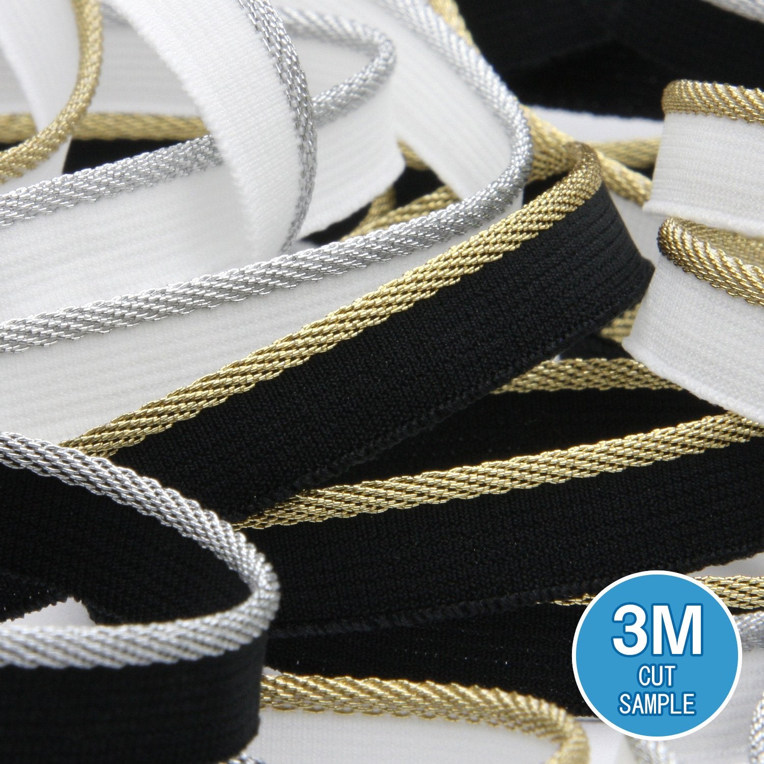 FUJIYAMA RIBBON [Sample] Metallic Stretch Piping (FY-11100) approx.10mm 3 Meters Cut