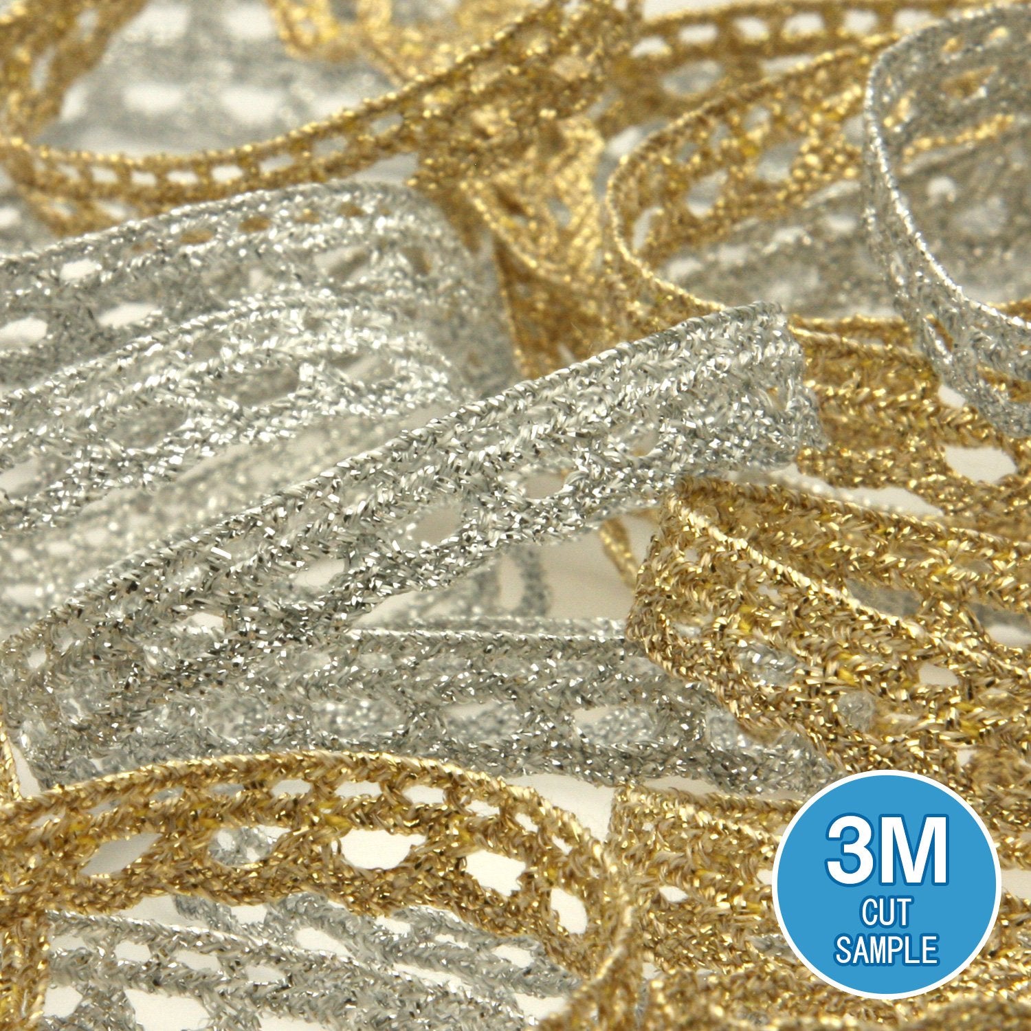 FUJIYAMA RIBBON [Sample] Metallic Torchon Lace approx.8mm (5/16") 3 Meters Cut