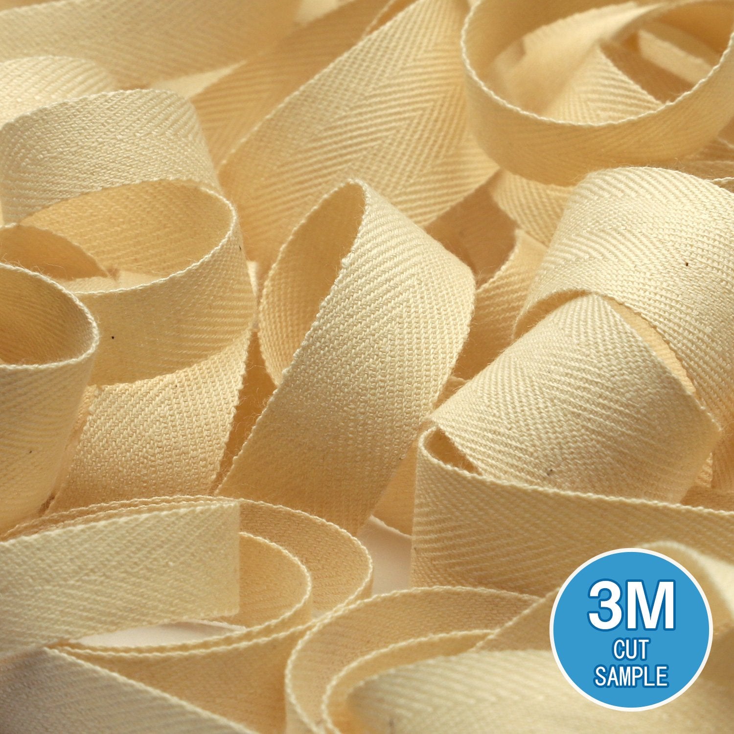 FUJIYAMA RIBBON [Sample] Organic Cotton Herringbone Ribbon (FY-466) 9mm Ecru 3 Meters Cut