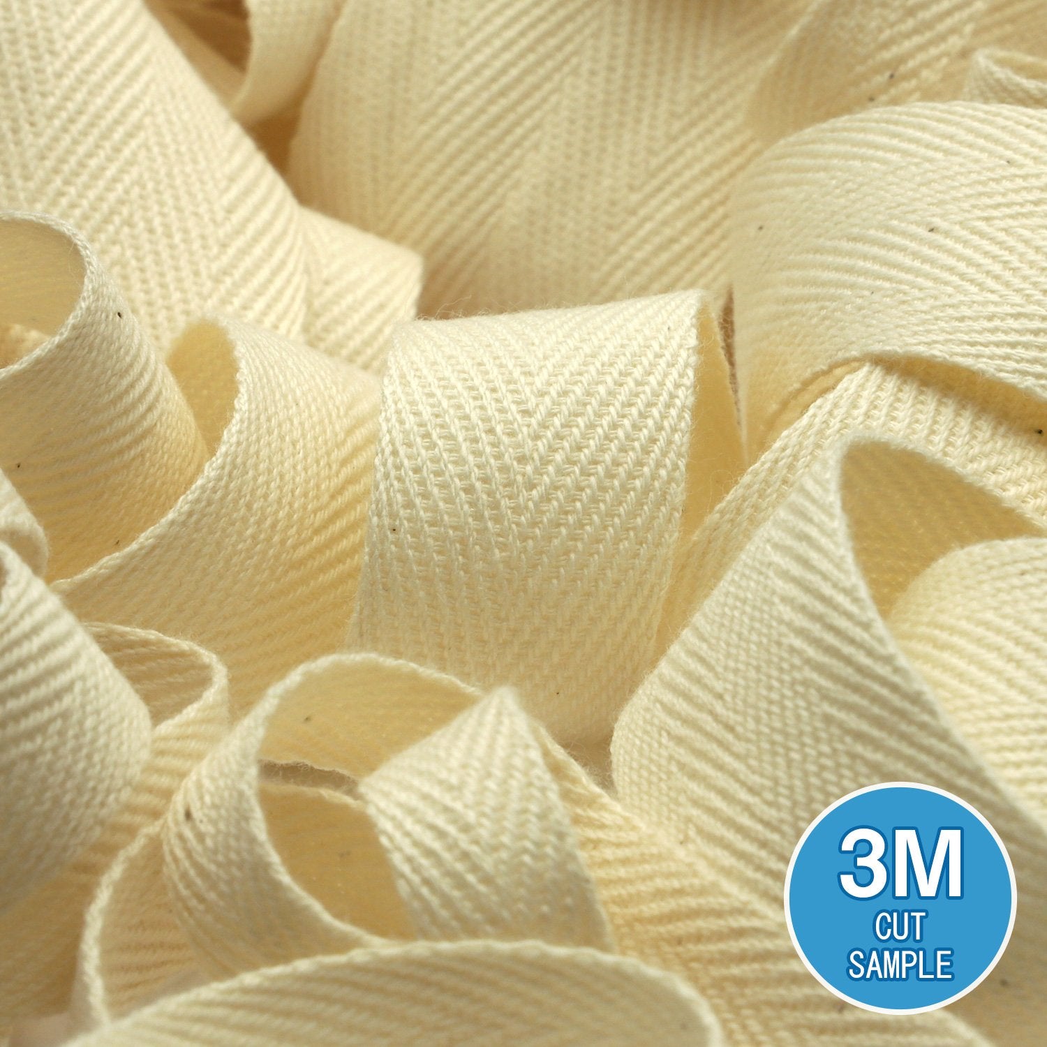 FUJIYAMA RIBBON [Sample] Organic Cotton Herringbone Ribbon (FY-470) 10mm Ecru 3 Meters Cut