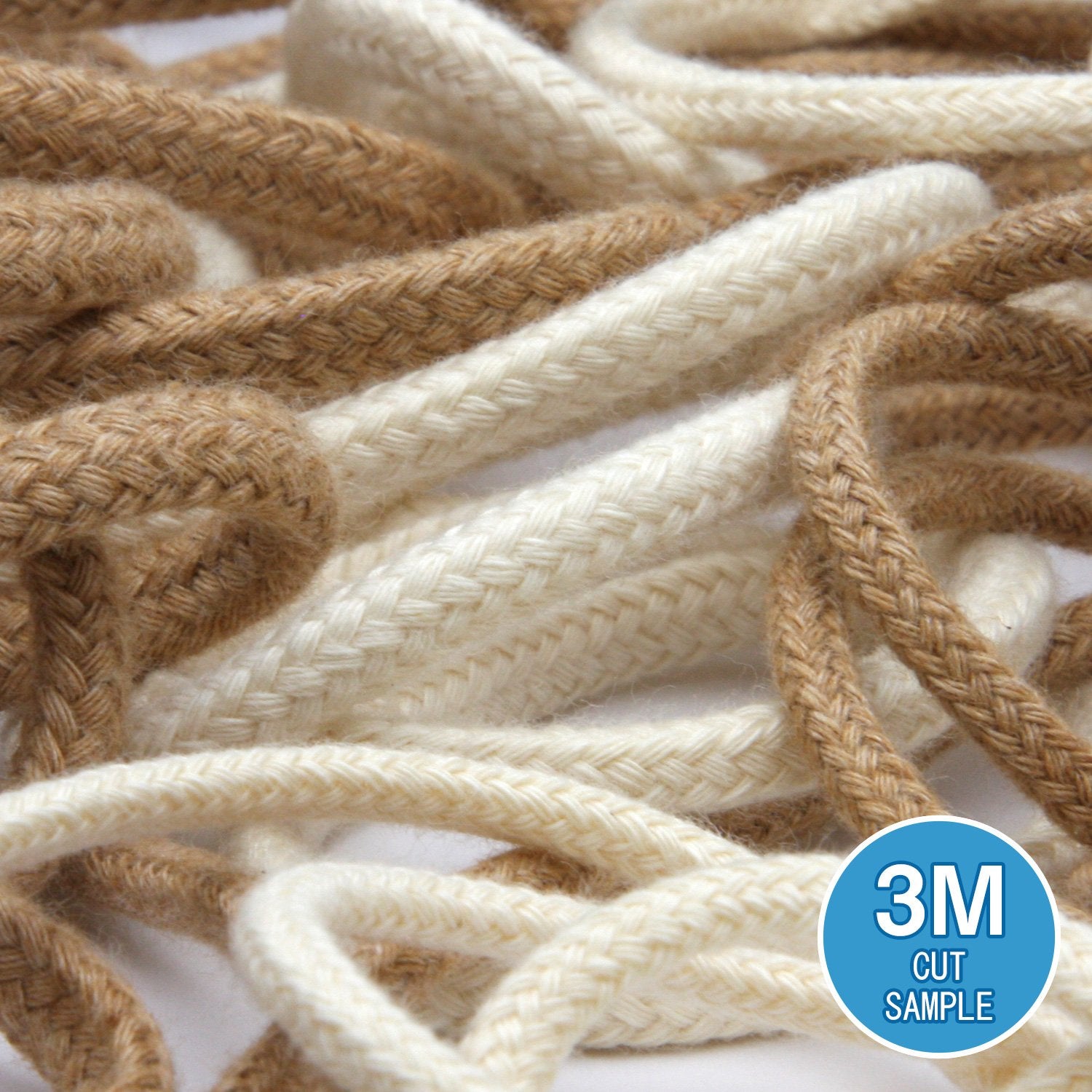 FUJIYAMA RIBBON [Sample] Organic Cotton Spindle Cord (FY-19202) approx.3mm 3 Meters Cut