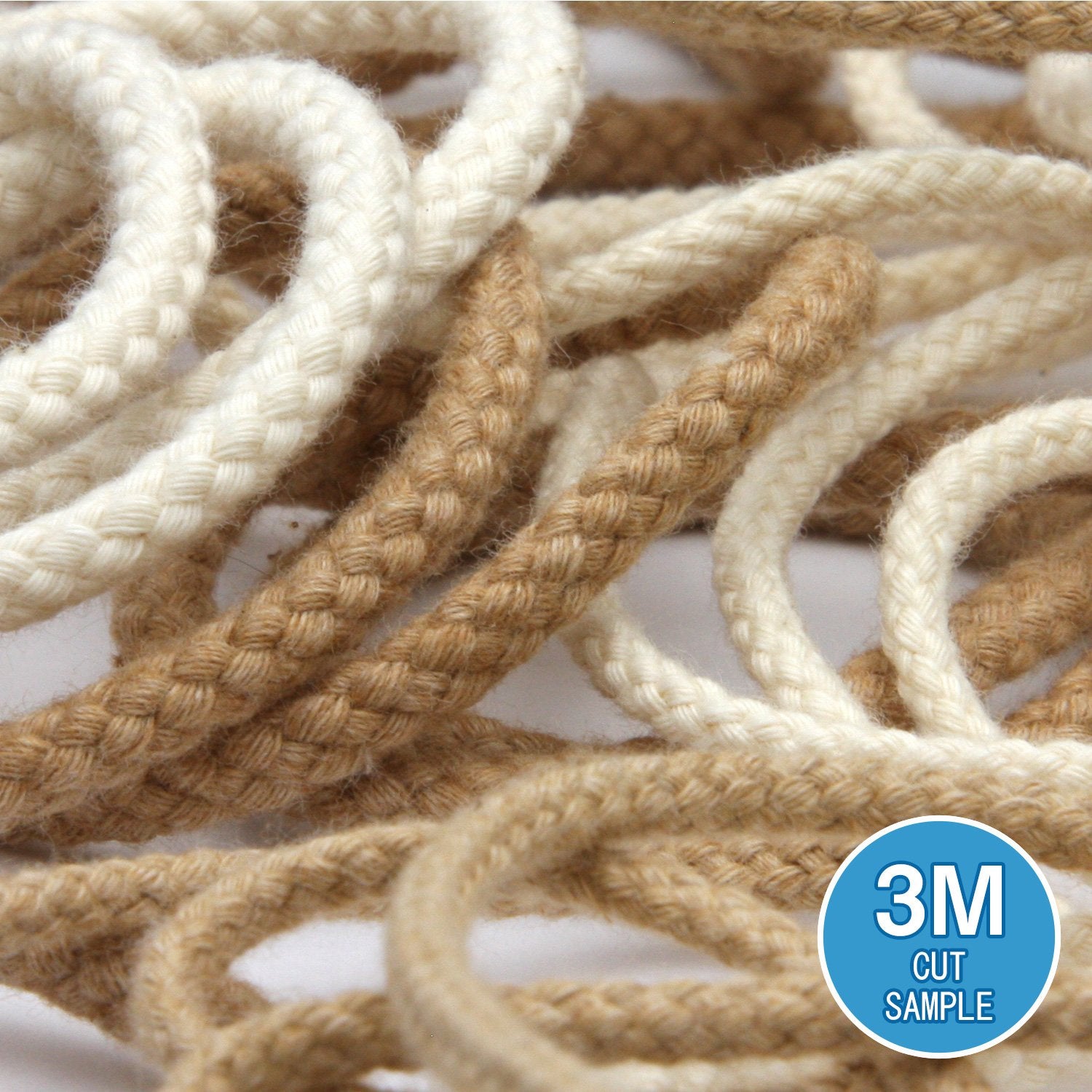 FUJIYAMA RIBBON [Sample] Organic Cotton Spindle Cord (FY-19204) approx.3mm 3 Meters Cut
