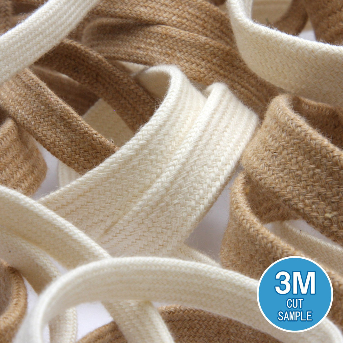 FUJIYAMA RIBBON [Sample] Organic Cotton Spindle Cord (FY-19206) approx.9mm 3 Meters Cut