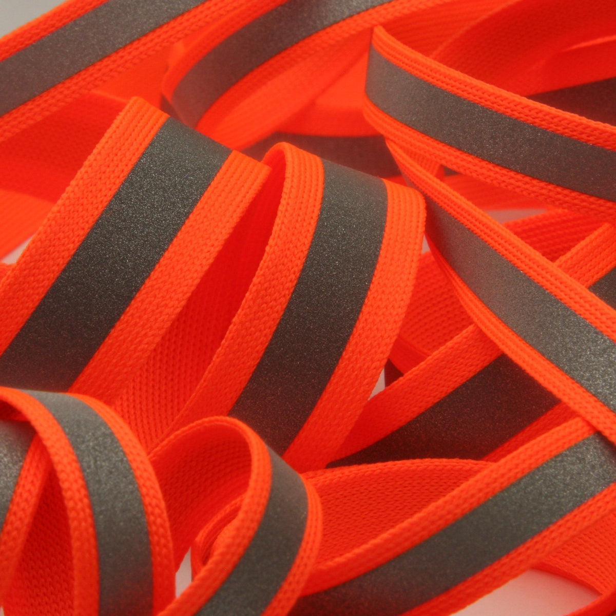 FUJIYAMA RIBBON [Sample] Reflect Knit Tape 9mm (3/8&quot;) 3 Meters Cut Fluorescence Orange