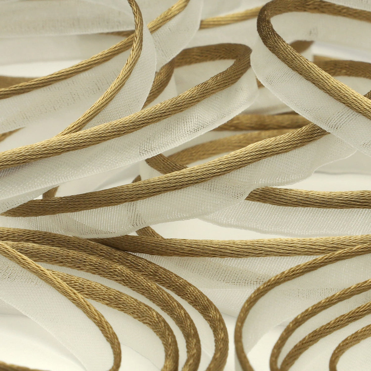 FUJIYAMA RIBBON [Sample] See-Through Piping approx.7mm (9/32&quot;) 3 Meters Cut Beige / White